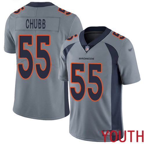 Youth Denver Broncos #55 Bradley Chubb Limited Silver Inverted Legend Football NFL Jersey->youth nfl jersey->Youth Jersey